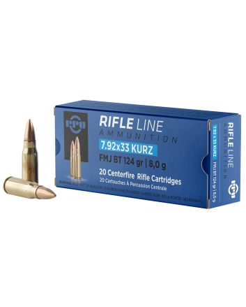 PPU PP7K Metric Rifle7.9x33mmKurz 124gr Full Metal Jacket Boat Tail 20 Per Box/25 Case