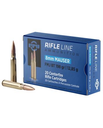 PPU PP8F Metric Rifle8mmMauser 198gr Full Metal Jacket Boat Tail 20 Per Box/10 Case