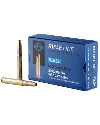PPU PP9362 Metric Rifle9.3mmx62Mauser 285gr Soft Point 20 Per Box/10 Case