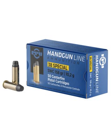 PPU PPH38SS Handgun38Special 158gr Semi Wadcutter 50 Per Box/10 Case