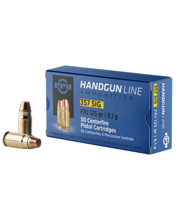 PPU PPH357S Handgun357Sig 125gr Flat Point Jacketed 50 Per Box/20 Case