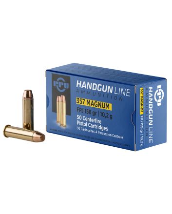 PPU PPH357MF Handgun357Mag 158gr Flat Point Jacketed 50 Per Box/10 Case