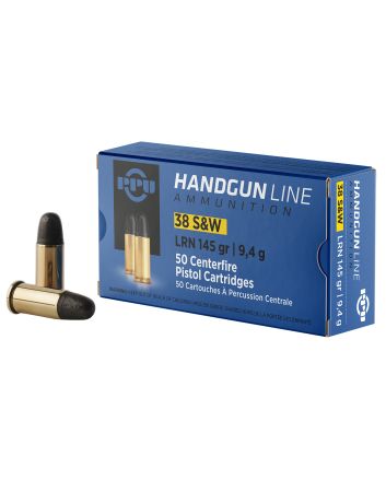 PPU PPH38SW Handgun38S&amp;W 145gr Lead Round Nose 50 Per Box/20 Case