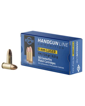 PPU PPH9F2 Handgun9mmLuger 124gr Full Metal Jacket 50 Per Box/20 Case
