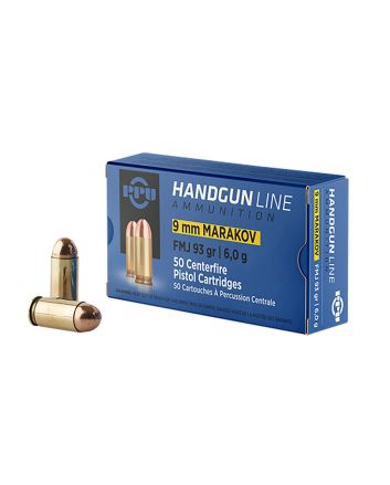 PPU PPH9MF Handgun9x18Makarov 93gr Full Metal Jacket 50 Per Box/20 Case