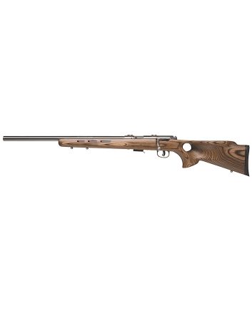 Savage Arms 96210 93R17 BTVLSS Full Size 17 HMR 5+1 21" Satin Heavy Button Rifled Barrel, Satin Drilled &amp; Tapped Stainless Steel Receiver, Natural Brown Thumbhole Laminate Stock, Left Hand