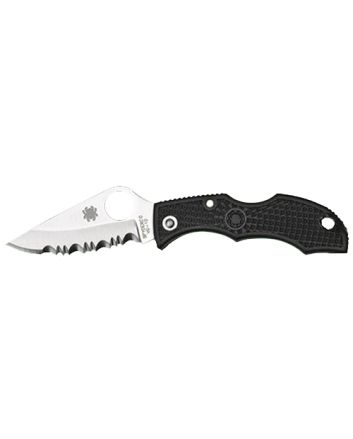 Spyderco LBKS3 Ladybug 31.94" Folding Modified Clip Point Serrated VG-10 SS Blade Black FRN Handle