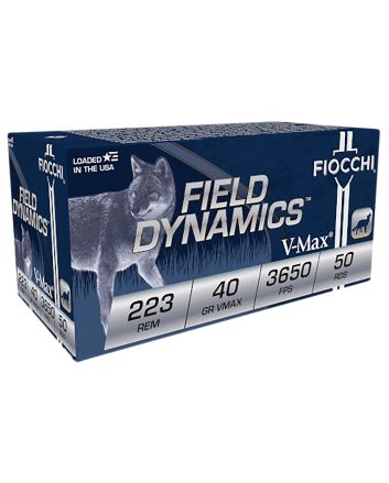Fiocchi 223HVB50 Field Dynamics223Rem 40gr Hornady V Max 50 Per Box/20 Case