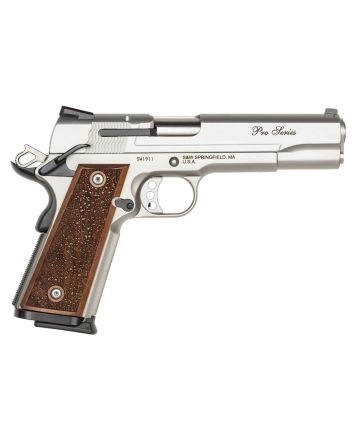 Smith &amp; Wesson 178017 1911 Performance Center ProFull Size Frame 9mm Luger 10+1, 5" Stainless Steel Barrel, Matte Silver Serrated Stainless Steel Slide &amp; Frame w/Beavertail, Wood Grip