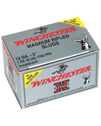 Winchester Ammo X123RS15VP Super X12Gauge 3" 1oz Rifled Slug Shot 15 Per Box/10 Case