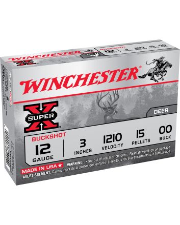 Winchester Ammo XB12300VP Super X12Gauge 3" 15Pellets 00Buck Shot 15 Per Box/10 Case *Value Pack