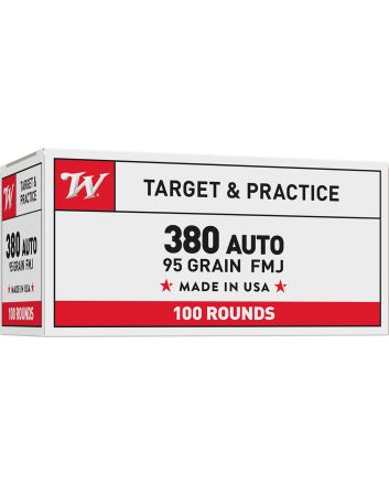 Winchester Ammo USA380VP USA380ACP 95gr Full Metal Jacket Flat Nose 100 Per Box/5 Case