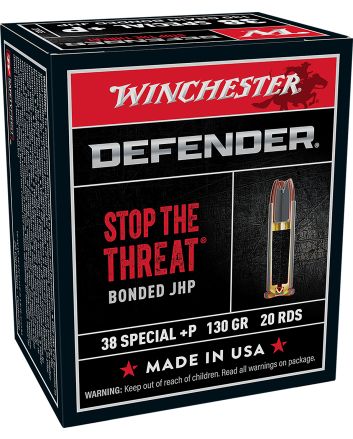 Winchester Ammo S38PDB Defender38Special+P 130gr Bonded Jacket Hollow Point 20 Per Box/10 Case