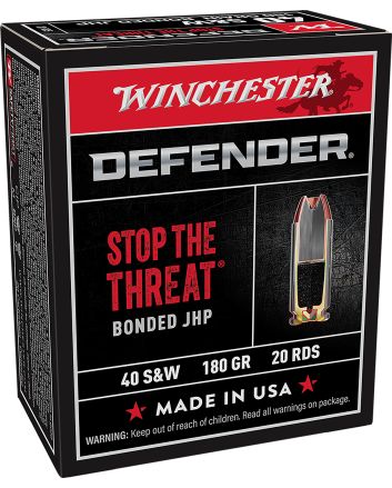 Winchester Ammo S40SWPDB1 Defender40S&amp;W 180gr Bonded Jacket Hollow Point 20 Per Box/10 Case