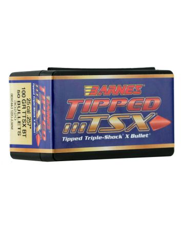 Barnes Bullets 30220 Tipped TSX25Cal 100gr TTSX Boat Tail 50/Box