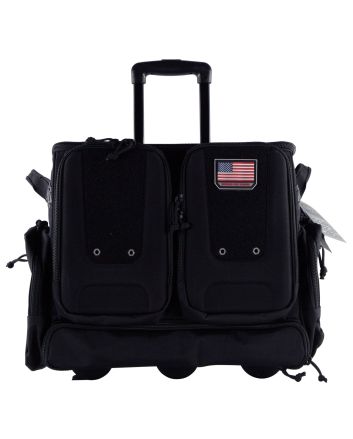 GPS Bags T2112ROBB Rolling Tactical Black 1000D Nylon Teflon Coating with Foam Cradle Holds 6 Handguns, Storage Pockets Holds 4 Additional Guns, Telescoping Handle &amp; ATV Wheels