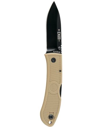 Ka-Bar 4062CB Dozier Hunter 3" Folding Drop Point Plain Black AUS-8A SS Blade, Coyote Brown Zytel Handle, Includes Pocket Clip