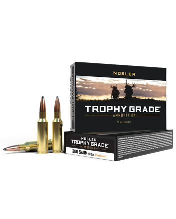 Nosler 60062 Trophy Grade300RemSAUM 180gr Nosler Spitzer Partition 20 Per Box/10 Case