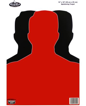 Birchwood Casey 35701 Dirty BirdSilhouette Tagboard Hanging Pistol 12" x 18" Black/Red White Impact Splatter 100 Per Pkg