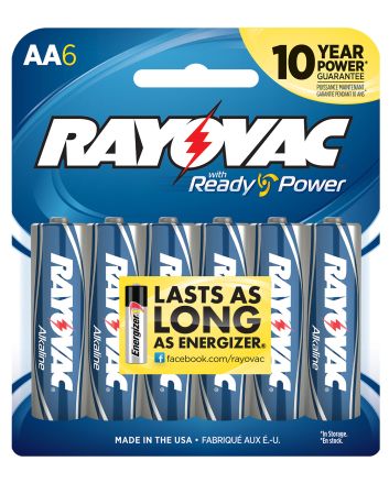 Rayovac 8156F AA HIGH ENERGY Alkaline BatteriesSilver/Blue 1.5 Volts 2,700 mAh (6) Single Pack