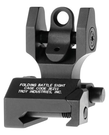 Troy Ind SSIGFBSROBT00 Rear Folding BattleSight RoundBlack Hardcoat Anodized for AR-15