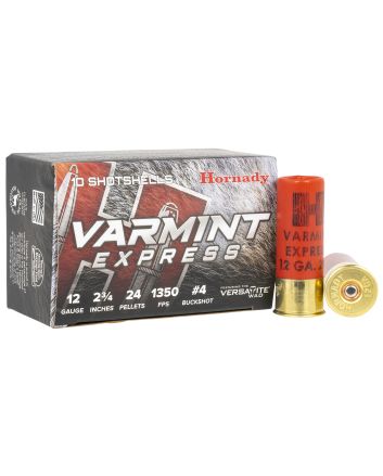 Hornady 86243 Varmint Express12 Gauge 2.75" 4 Buck Shot 10 Per Box/ 10 Case
