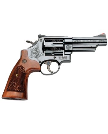 Smith &amp; Wesson 150783 Model 2944 Rem Mag or 44 S&amp;W Spl Machine Engraved Blued Carbon Steel 4" Barrel, 6rd Cylinder &amp; N-Frame, Wood Engraved Grip