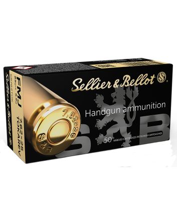 Sellier &amp; Bellot SB762TOK Handgun7.62x25mmTokarev 85gr Full Metal Jacket 50 Per Box/30 Case