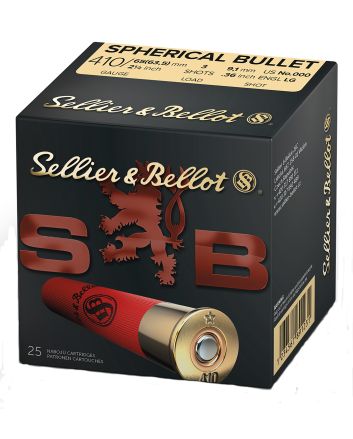 Sellier &amp; Bellot SB410A Hunting410Gauge 2.50" 3Pellets 1/2oz Spherical 000Buck Shot 25 Box/20 Case