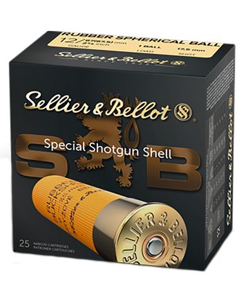 Sellier &amp; Bellot SB12RBA Shotgun12Gauge 2.75" 2 11/16oz 1 Rubber Ball Shot 25 Box/10 Case