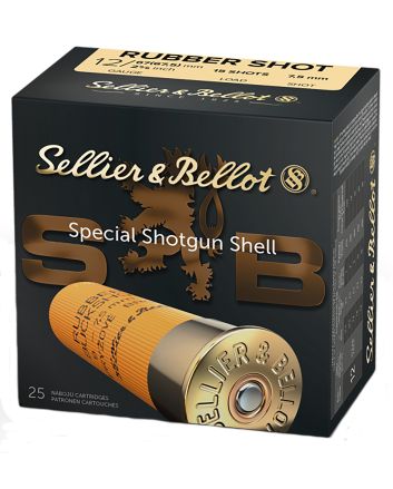 Sellier &amp; Bellot SB12RSA Shotgun12Gauge 2.75" 2 11/16oz 15 Rubber Pellets Shot 25 Per Box/10 Case