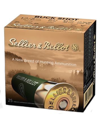 Sellier &amp; Bellot SB12BSC Hunting12Gauge 2.75" 12Pellets 1 1/4oz 00Buck Shot 25 Box/10 Case