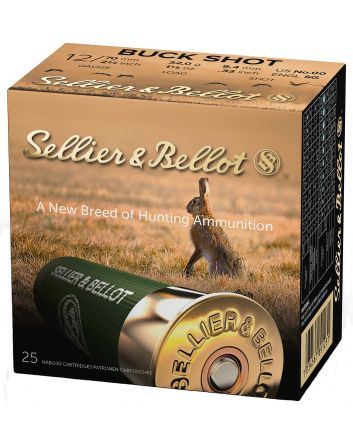 Sellier &amp; Bellot SB12BSG Hunting12Gauge 2.75" 9Pellets 1 1/8oz 00Buck Shot 25 Box/10 Case