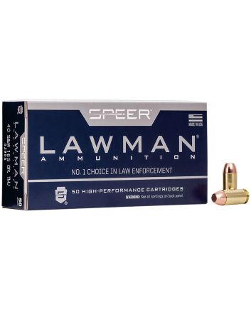 Speer 53955 Lawman40S&amp;W 165gr Total Metal Jacket Flat Nose 50 Per Box/20 Case