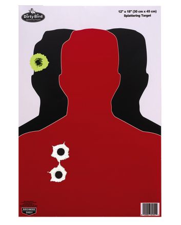 Birchwood Casey 35708 Dirty BirdSilhouette Tagboard Hanging Pistol 12" x 18" Black/Red White Impact Splatter 8 Per Pkg