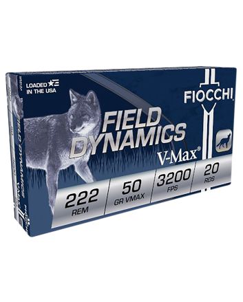 Fiocchi 222HVA Field Dynamics222Rem 50gr Hornady V Max 20 Per Box/10 Case
