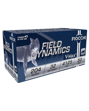 Fiocchi 204HVA Field Dynamics204Ruger 32gr Hornady V Max 50 Per Box/20 Case