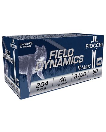 Fiocchi 204HVB Field Dynamics204Ruger 40gr Hornady V Max 50 Per Box/20 Case