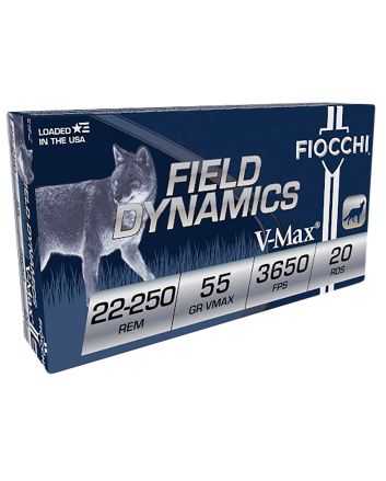 Fiocchi 22250HVD Field Dynamics22-250Rem 55gr Hornady V Max 20 Per Box/10 Case