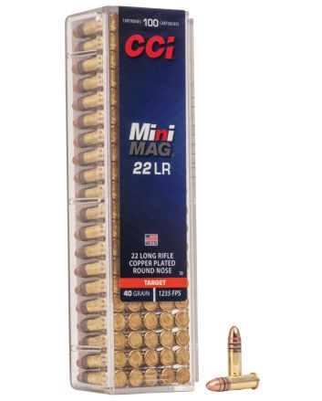 CCI 0030 Mini-Mag High Velocity 22LR 40gr Copper Plated Round Nose 100 Per Box/50 Case