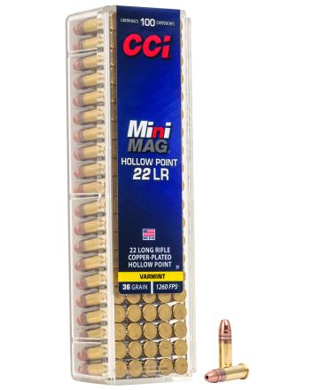 CCI 0031 Mini-Mag High Velocity 22LR 36gr Copper Plated Hollow Point 100 Per Box/50 Case