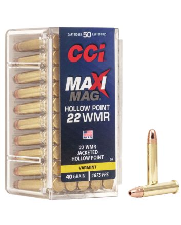 CCI 0024 Maxi-Mag Rimfire 22WMR 40gr Jacketed Hollow Point 50 Per Box/40 Case