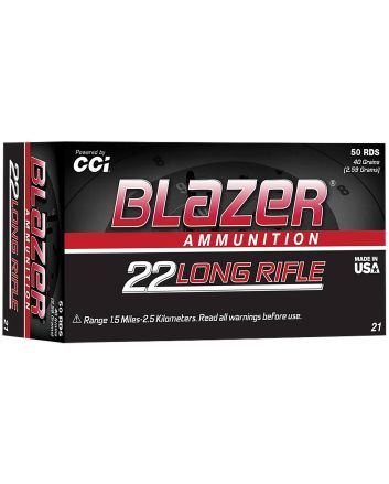 CCI 0021 Blazer High Velocity 22LR 40gr Lead Round Nose 50 Per Box/100 Case