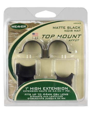 Weaver Mounts 49043 Detachable Extension Top Mount RingsMatte Black 1" Extra High