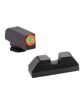 AmeriGlo GL436 Protector Sight Set for GlockGreen Tritium Orange Outline Front Sight-Black Serrated Rear Sight