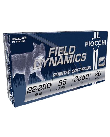 Fiocchi 22250B Field Dynamics22-250Rem 55gr Pointed Soft Point 20 Per Box/10 Case