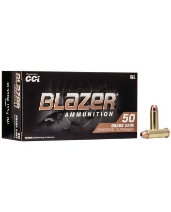 CCI 5204 Blazer Brass Handgun 38Special 125gr Full Metal Jacket 50 Per Box/20 Case