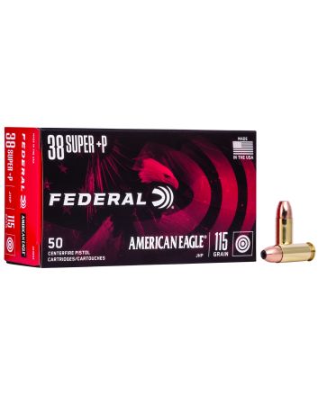 Federal AE38S3 American Eagle Handgun 38Super+P 115gr Jacketed Hollow Point 50 Per Box/20 Case