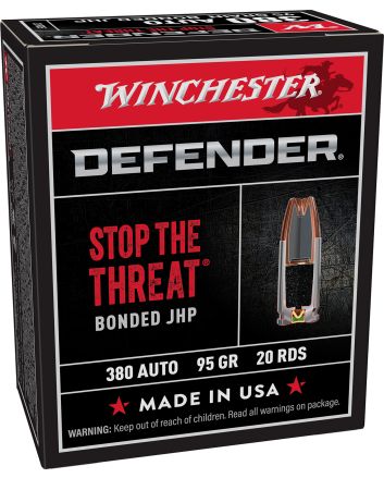 Winchester Ammo S380PDB Defender380ACP 95gr Bonded Jacket Hollow Point 20 Per Box/10 Case