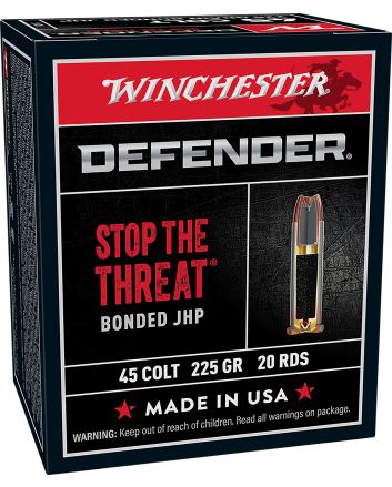 Winchester Ammo S45CPDB Defender45Colt 225gr Bonded Jacket Hollow Point 20 Per Box/10 Case